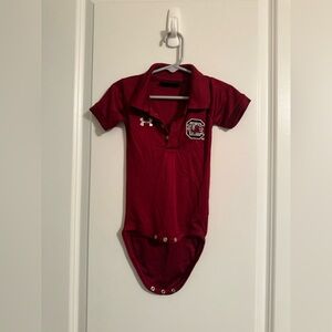 Under Armour Kids' Garnet Polo One-Piece Bodysuit with Gamecock Logo